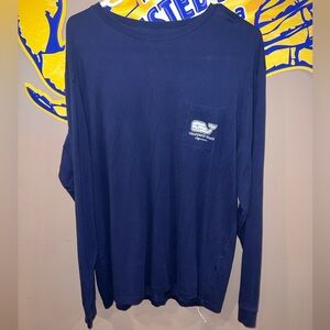 Vineyard Vines Blue Long Sleeve  Tee with Whale Logo